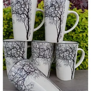 6pcs White Tree Mug Ceramic ,