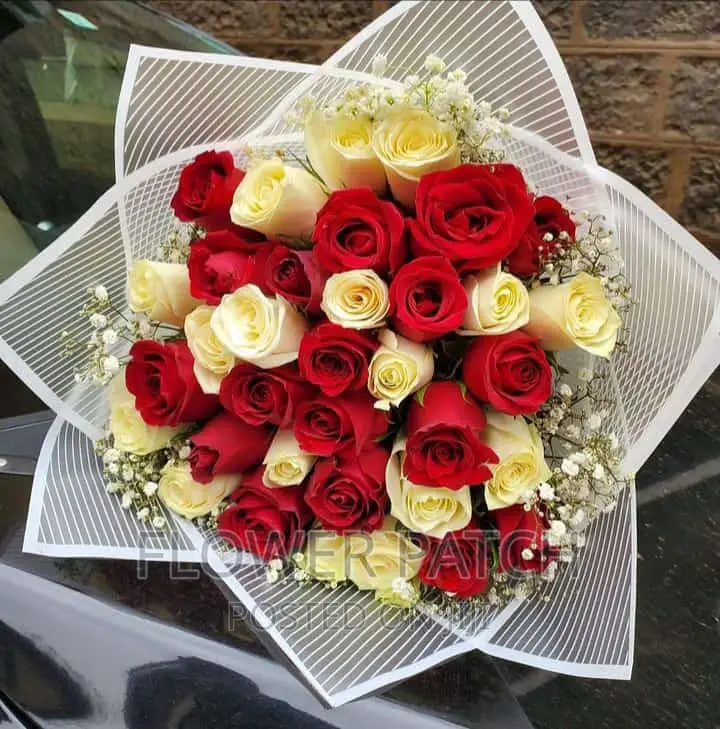 Exclusive Red and White Roses