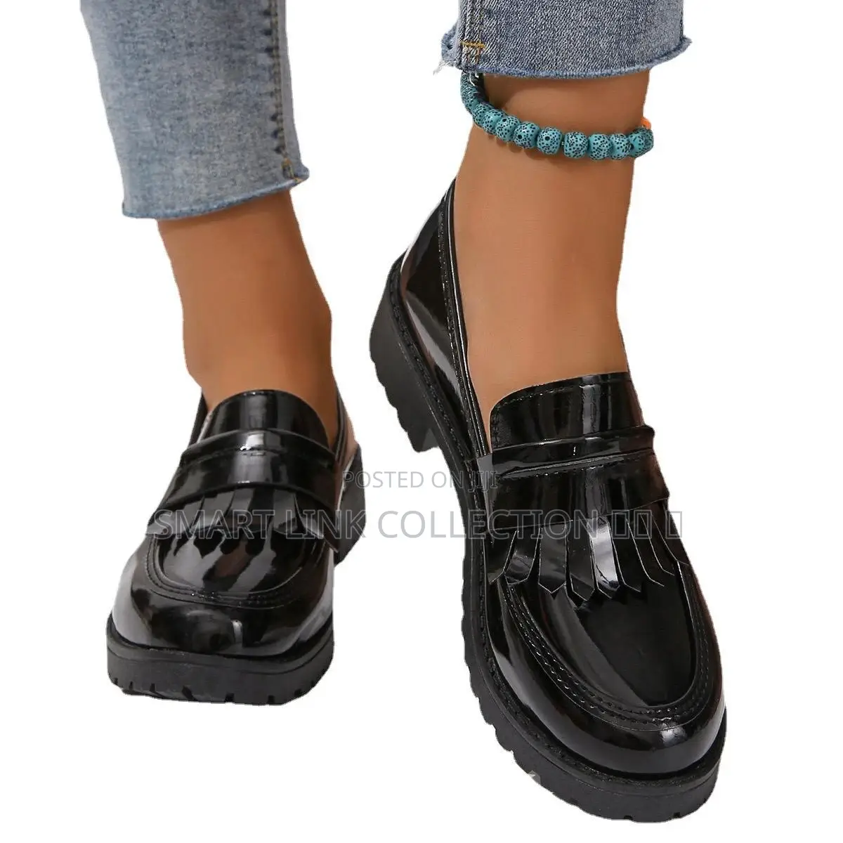 Double Sole Wet Look Brogues