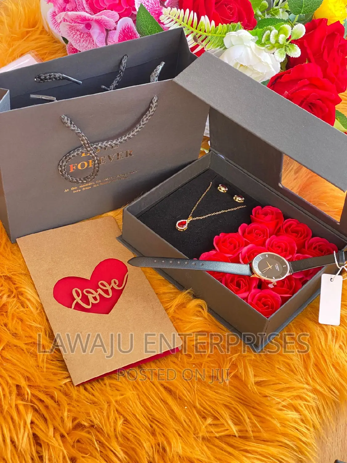 Black Strap Ladies Watch Gift Package