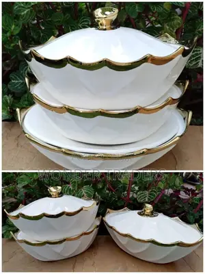 3pcs Soup Pot Ceramic Boval Bowl