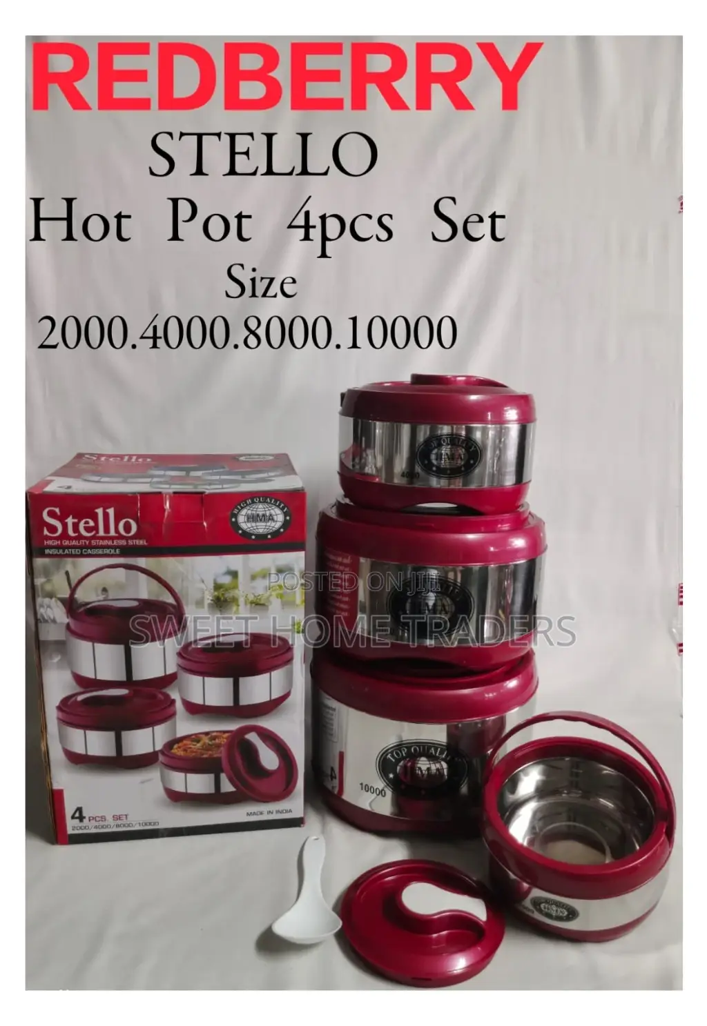 Red Berry Stainless Steel Insulated Hot Pot