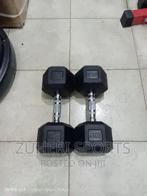 9kg Hexagon Dumbbells Pair Rubber Coated Firm Grip Handles