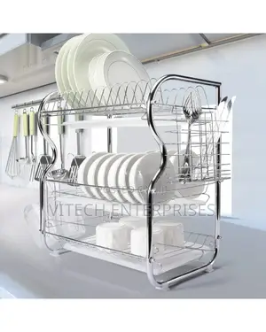Stainless Steel Dish Drainer With Cup and Cutlery Holder