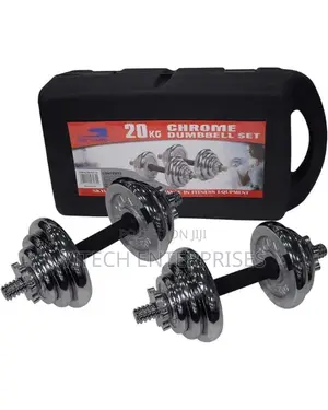 20kg ‎Adjustable Chrome Dumbbell Set With Carry Case