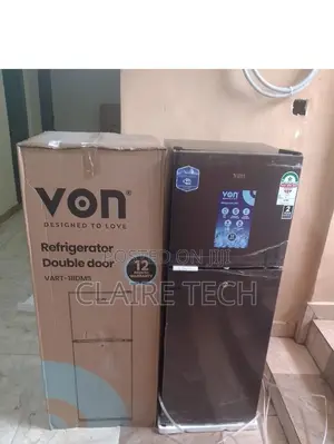 Von 138 Litres Double Door Fridge -Grey