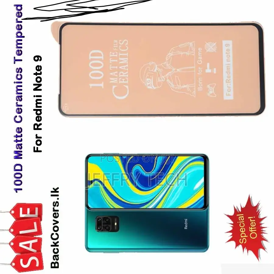 Redmi Note 9 Matte Ceramics Tempered Glass / Screen Protecto
