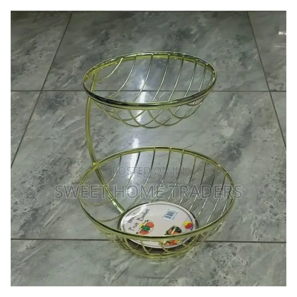 2 Layer Mettalic Gold Fruit Rack Available