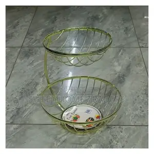 2 Layer Mettalic Gold Fruit Rack Available