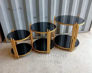*3 in 1 Double Layer Glass Side Stool Set
