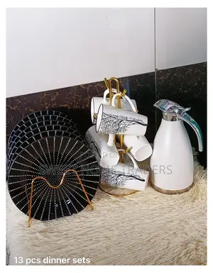 13pcs Ceramic Dinner Sets Plates, Cupsand Unbreakable Flask