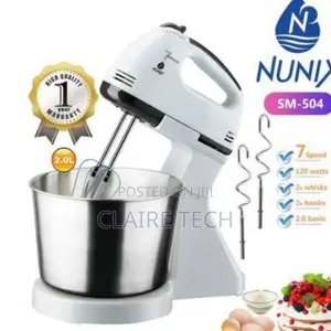 Nunix Hand Mixer With Stainless Steel 2 Litres Bowl