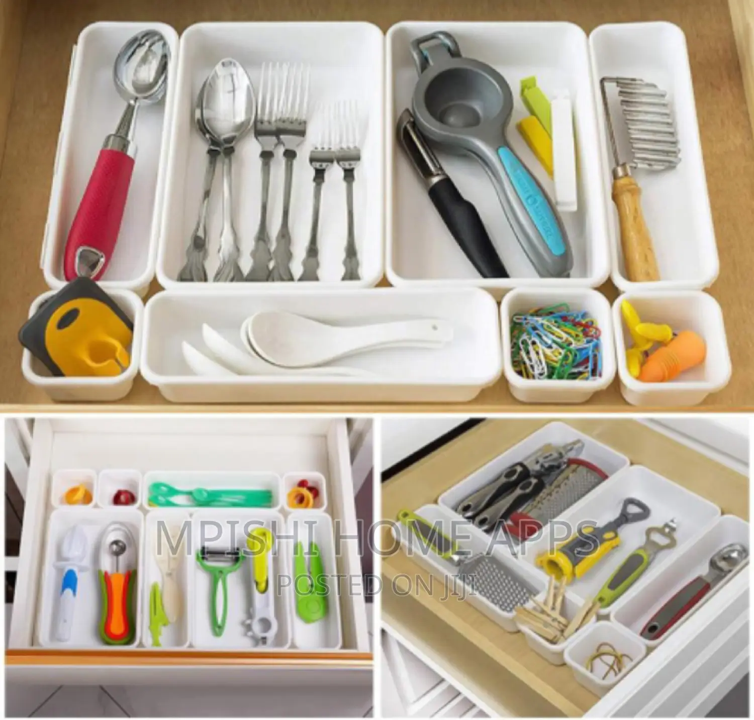 8 in 1 Drawer Organizer Colours Black, White