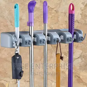 *Broom Mop Holder Tidy Organizer With 5 Position 6 Hooks