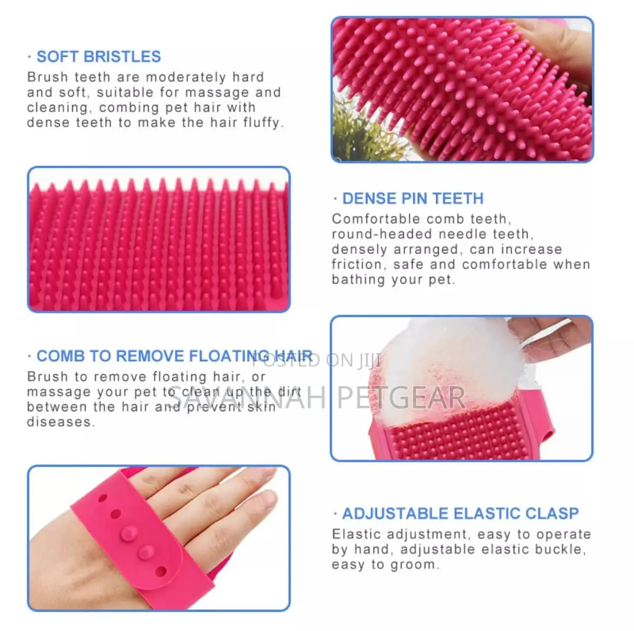 Adjustable Pet Palm Bath Comb Massage Bath Glove For Dog Cat