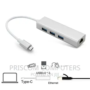 Type -C To 3-port USB Hub + RJ45 Adapter - Type-c To Gigabit