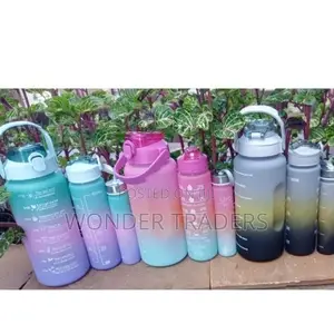 3 in 1 Motivational Water Bottle With Straw and Stamp: