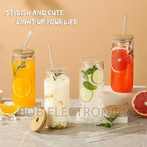 Glass Tumbler With Bamboo Lid and Straw