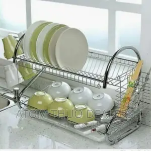 Two-Layer Stainless Steel Dish Rack.