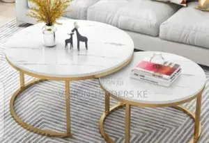 White Nesting Coffee Table Marble Effect-MDF