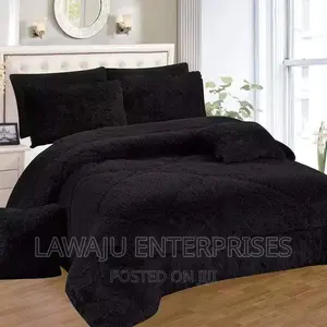 Black Fluffy Plush Velvet Duvet Set