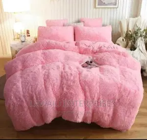 Baby Pink Fluffy Plush Velvet Duvet Set