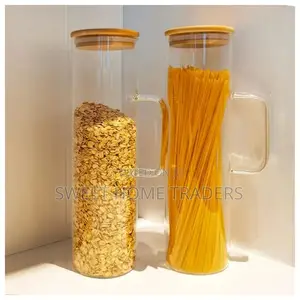 Glass Spaghetti Jar With Bamboo Lid