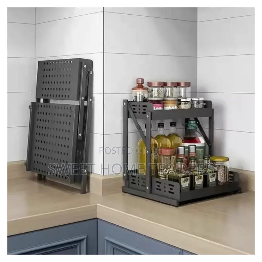 2tier Multifunctional Foldable Kitchen Spice Rack