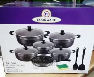 .Tc 14 Pieces Non Stick Black Coated Cooking Pot/Sufuria Set