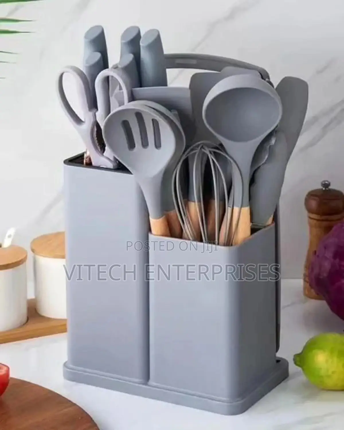 19pc Kitchenware Set/Knife Set+Silicone Spoon Set+Chopping B