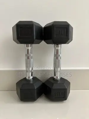 Single Hand Rubber Coated Hexagon Dumbbell 5 KG