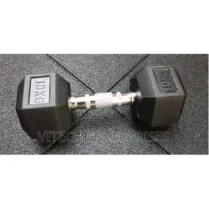 10kg Single Fixed(Hexagon Shaped) Rubber Dumbbells
