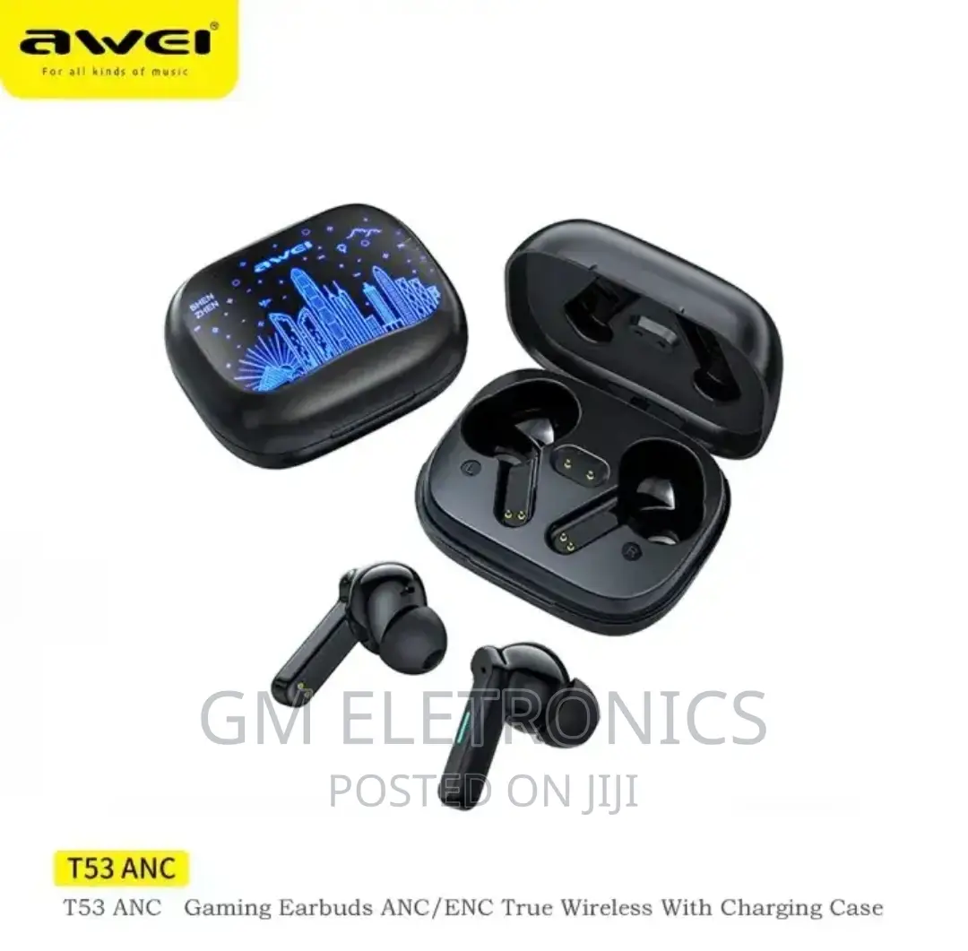 Awei T53 Wireless Bluetooth Earbuds RGB Colorful Light.