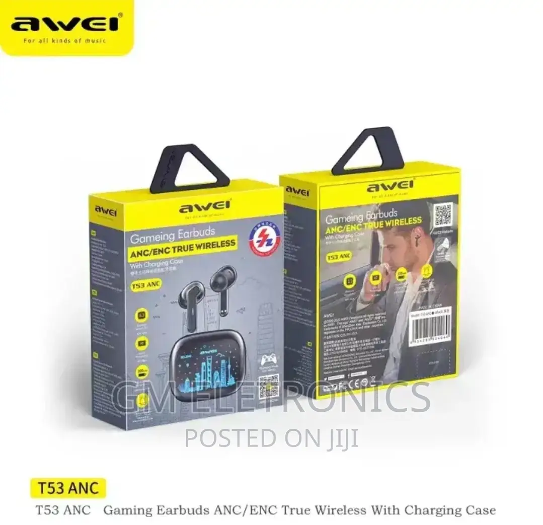 Awei T53 Wireless Bluetooth Earbuds RGB Colorful Light.