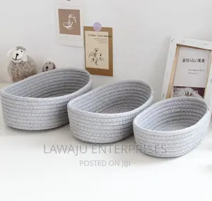 Grey Wooven Storage Baskets