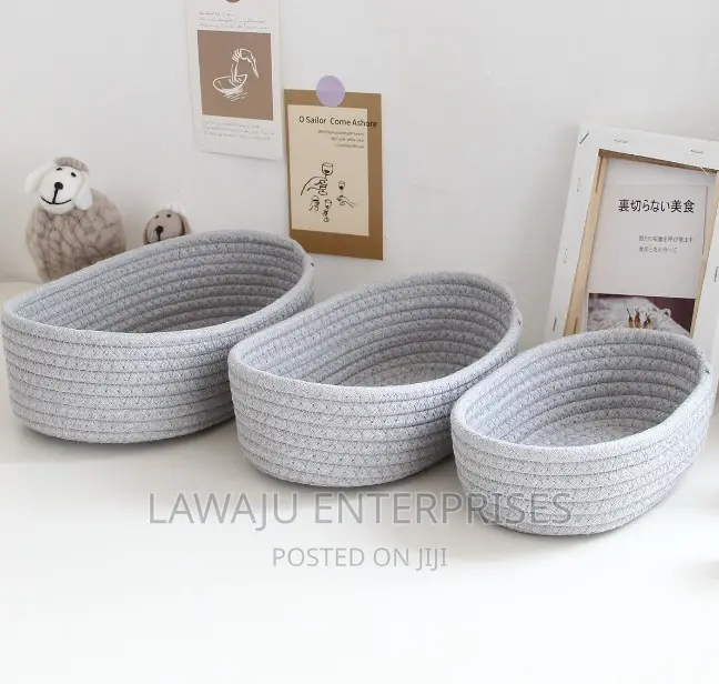 Grey Wooven Storage Baskets