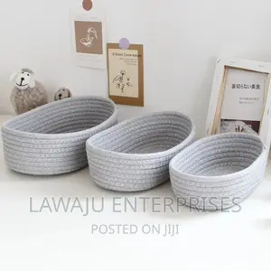Grey Wooven Storage Baskets