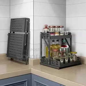 2tier Multifunctional Foldable Kitchen ,Spice Storage Rack