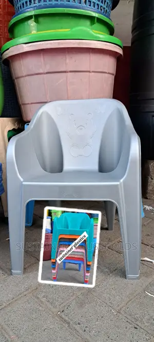Gray Kids Plastic Chairs With Armrest