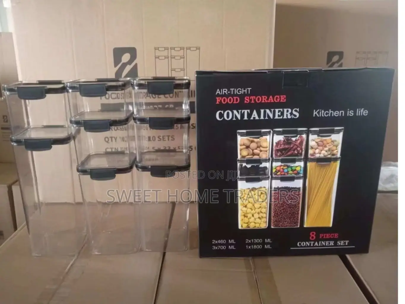 7pcs Transparent Acrylic Cereal Food Containers