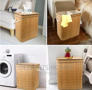 100L Bamboo Laundry Basket With Flip Lid