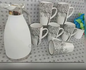 White Tea Set(Flask 5 Mugs)