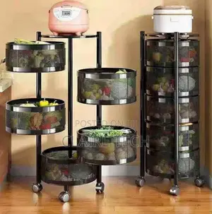 New Black 5 Tier Round Fruit/ Kitchen Storage Rack