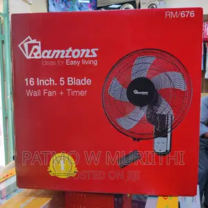 Wall Fan, Ramtons 16" Wall Fan With Remote 5 Blades