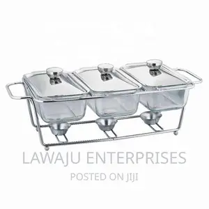 3pcs Glass Rectangle Chaffing Dish