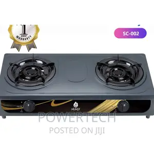 Nunix Two Burner Tabletop Gas Cooker Stainless Steel (Black)