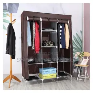 Mettalic Portable Cloth Wardrobe 3 Column
