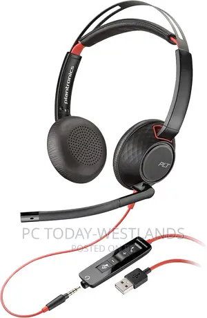 Poly Plantronics Blackwire C5220 Black/Red on the Earheadset