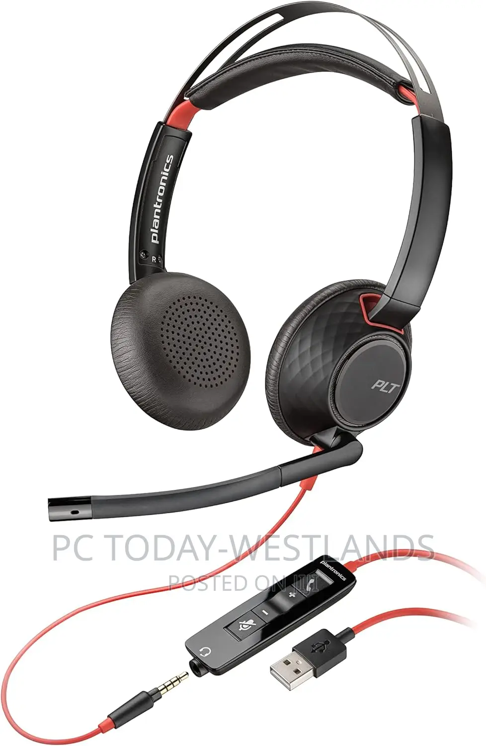 Poly Plantronics Blackwire C5220 Black/Red on the Earheadset