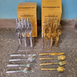 24pcs Stainless Steel Cutlery Set With Metallic Handle